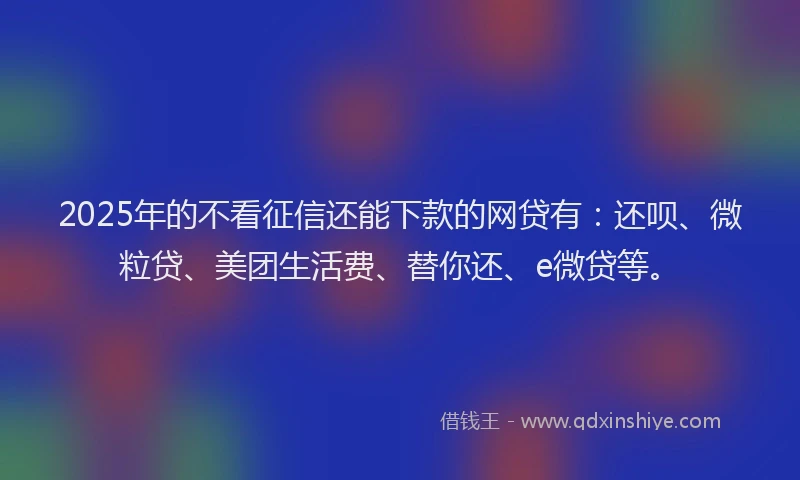 2025年的不看征信还能下款的网贷有：还呗、微粒贷、美团生活费、替你还、e微贷等。