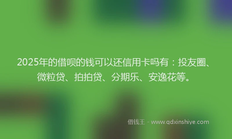 2025年的借呗的钱可以还信用卡吗有：投友圈、微粒贷、拍拍贷、分期乐、安逸花等。