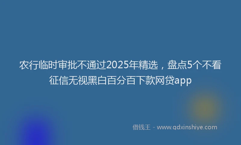 农行临时审批不通过2025年精选，盘点5个不看征信无视黑白百分百下款网贷app