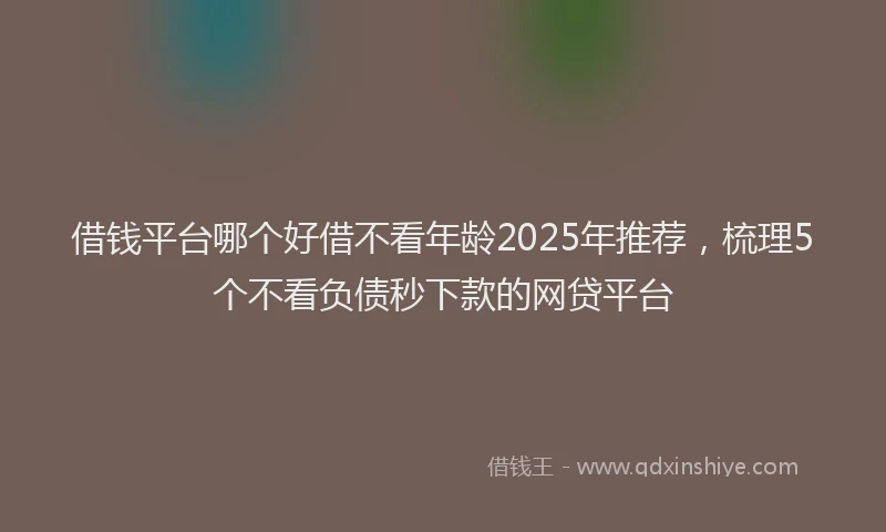 借钱平台哪个好借不看年龄2025年推荐，梳理5个不看负债秒下款的网贷平台