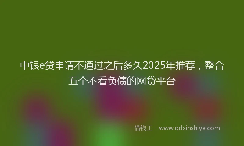 中银e贷申请不通过之后多久2025年推荐，整合五个不看负债的网贷平台