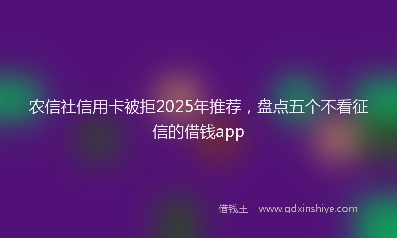 农信社信用卡被拒2025年推荐，盘点五个不看征信的借钱app