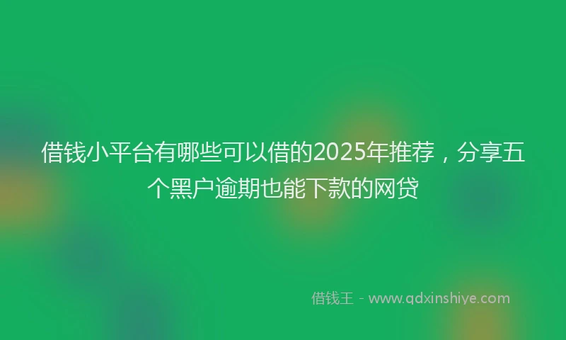 借钱小平台有哪些可以借的2025年推荐，分享五个黑户逾期也能下款的网贷