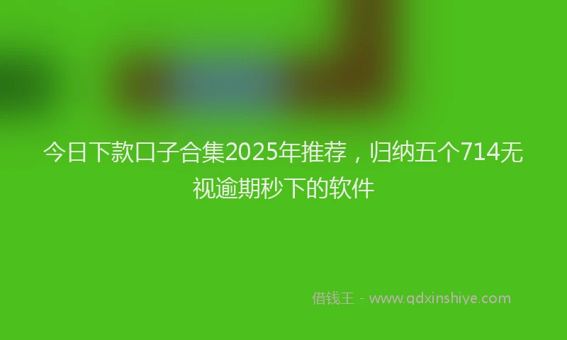 今日下款口子合集2025年推荐，归纳五个714无视逾期秒下的软件
