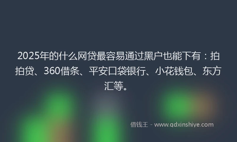 2025年的什么网贷最容易通过黑户也能下有：拍拍贷、360借条、平安口袋银行、小花钱包、东方汇等。