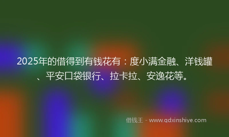 2025年的借得到有钱花有：度小满金融、洋钱罐、平安口袋银行、拉卡拉、安逸花等。