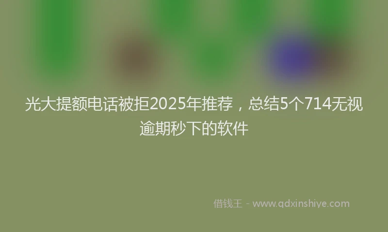 光大提额电话被拒2025年推荐，总结5个714无视逾期秒下的软件