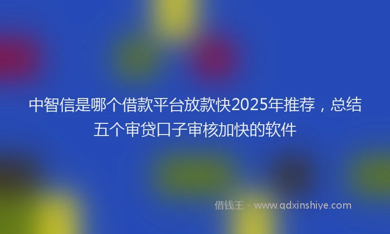 中智信是哪个借款平台放款快2025年推荐，总结五个审贷口子审核加快的软件