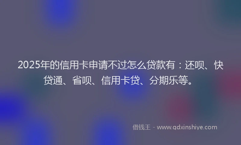 2025年的信用卡申请不过怎么贷款有：还呗、快贷通、省呗、信用卡贷、分期乐等。