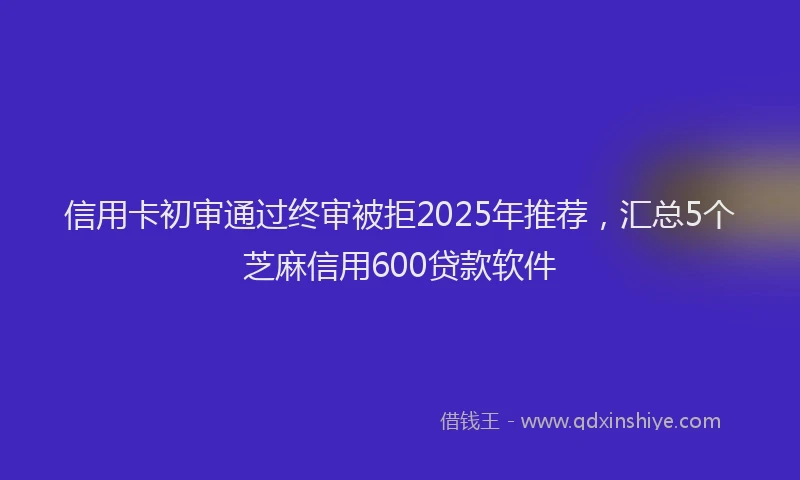 信用卡初审通过终审被拒2025年推荐，汇总5个芝麻信用600贷款软件