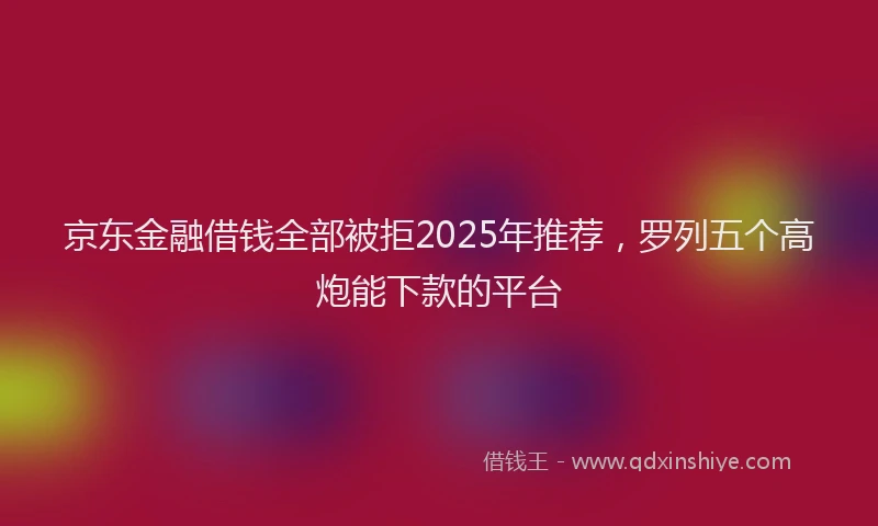 京东金融借钱全部被拒2025年推荐，罗列五个高炮能下款的平台