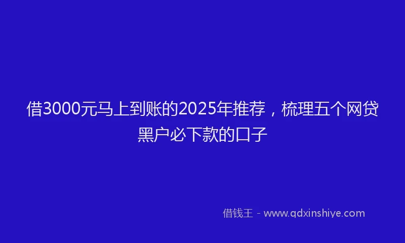 借3000元马上到账的2025年推荐，梳理五个网贷黑户必下款的口子