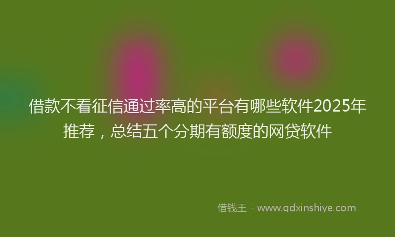 借款不看征信通过率高的平台有哪些软件2025年推荐，总结五个分期有额度的网贷软件