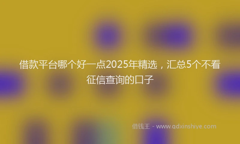 借款平台哪个好一点2025年精选，汇总5个不看征信查询的口子