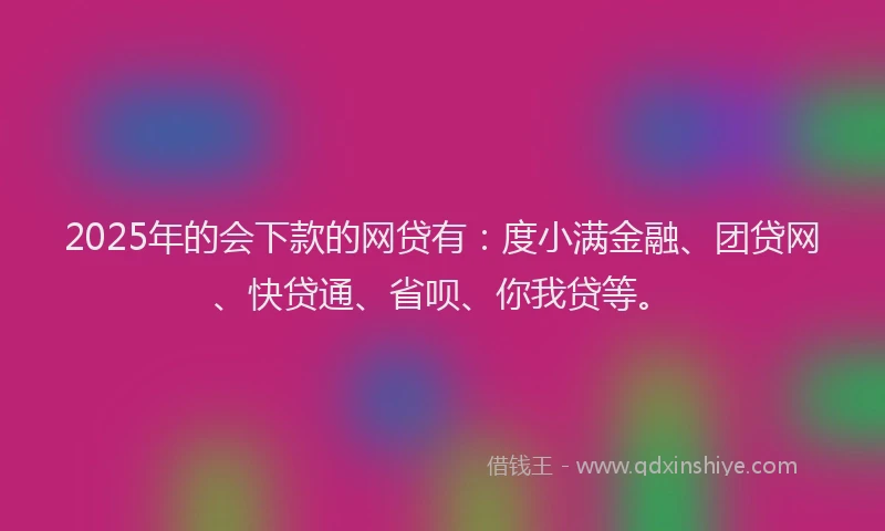 2025年的会下款的网贷有：度小满金融、团贷网、快贷通、省呗、你我贷等。