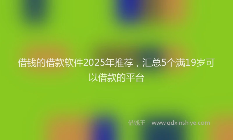 借钱的借款软件2025年推荐，汇总5个满19岁可以借款的平台