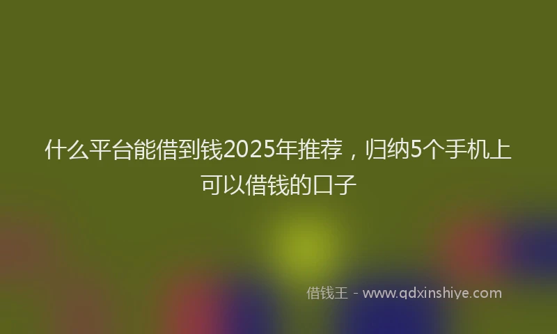 什么平台能借到钱2025年推荐，归纳5个手机上可以借钱的口子