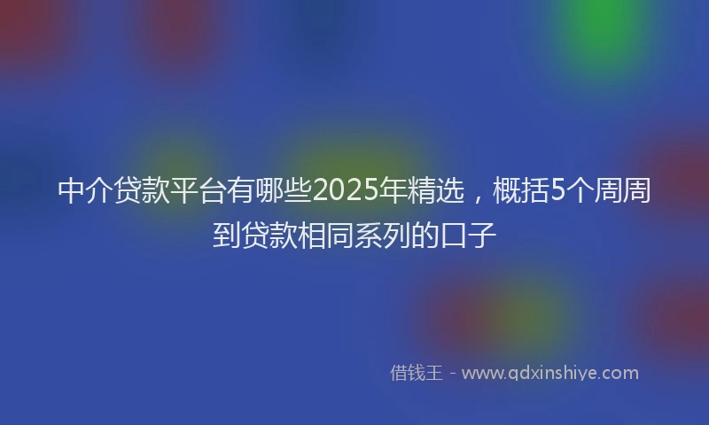 中介贷款平台有哪些2025年精选，概括5个周周到贷款相同系列的口子