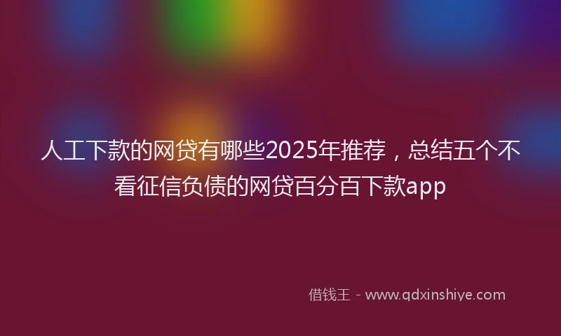 人工下款的网贷有哪些2025年推荐，总结五个不看征信负债的网贷百分百下款app