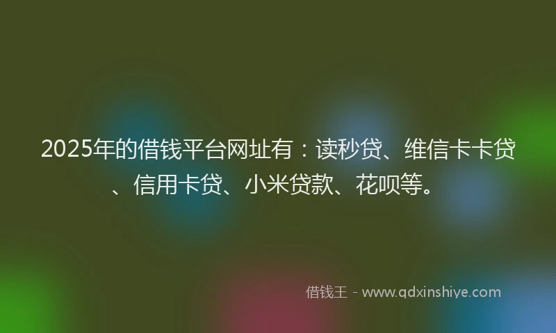 2025年的借钱平台网址有：读秒贷、维信卡卡贷、信用卡贷、小米贷款、花呗等。