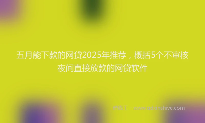 五月能下款的网贷2025年推荐，概括5个不审核夜间直接放款的网贷软件