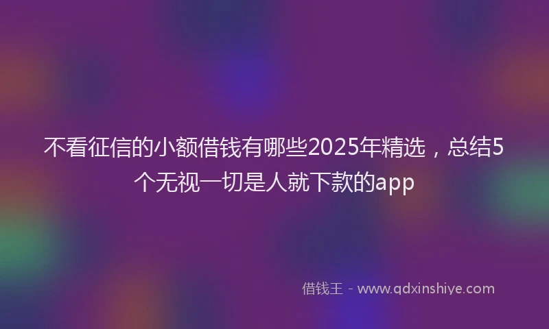不看征信的小额借钱有哪些2025年精选，总结5个无视一切是人就下款的app