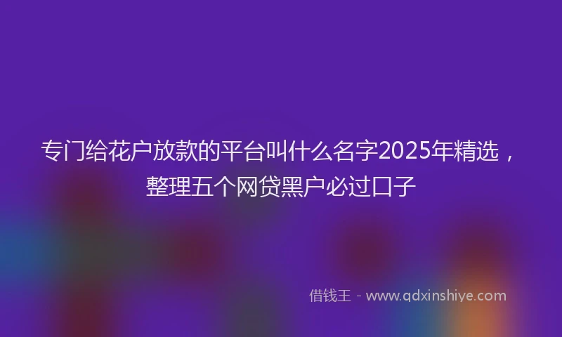 专门给花户放款的平台叫什么名字2025年精选，整理五个网贷黑户必过口子