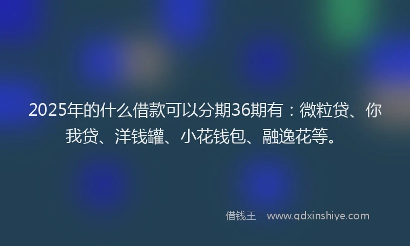 2025年的什么借款可以分期36期有：微粒贷、你我贷、洋钱罐、小花钱包、融逸花等。