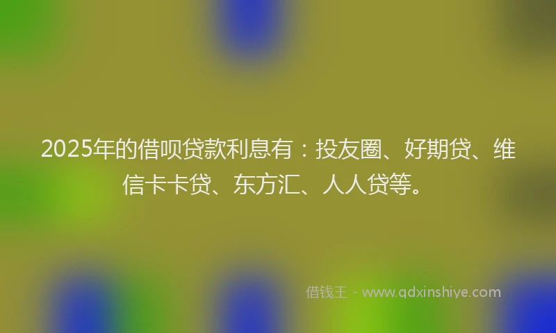 2025年的借呗贷款利息有：投友圈、好期贷、维信卡卡贷、东方汇、人人贷等。