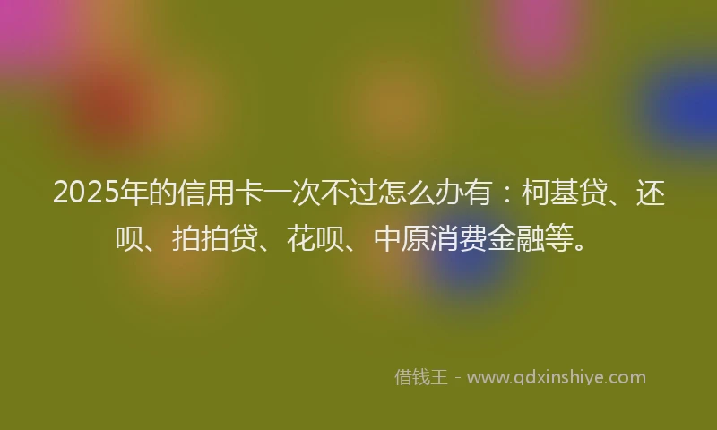 2025年的信用卡一次不过怎么办有：柯基贷、还呗、拍拍贷、花呗、中原消费金融等。