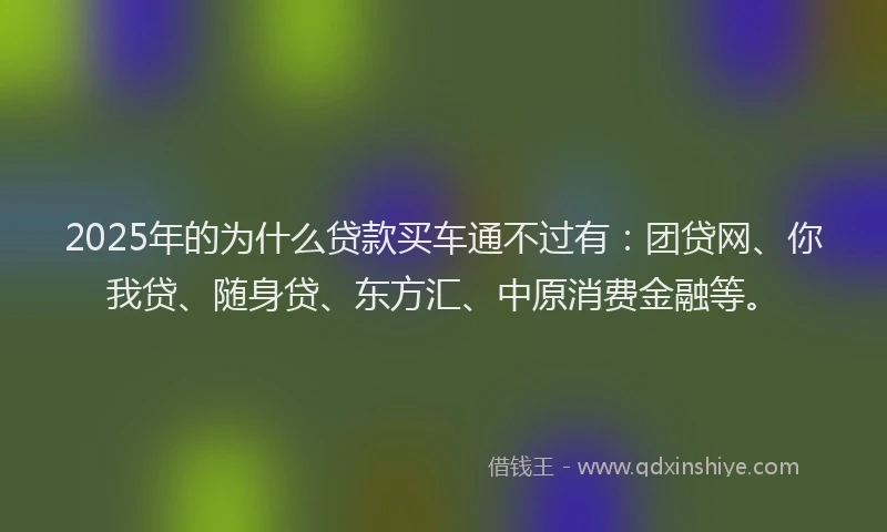 2025年的为什么贷款买车通不过有：团贷网、你我贷、随身贷、东方汇、中原消费金融等。