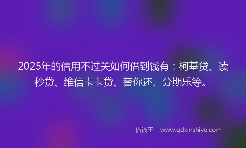 2025年的信用不过关如何借到钱有：柯基贷、读秒贷、维信卡卡贷、替你还、分期乐等。