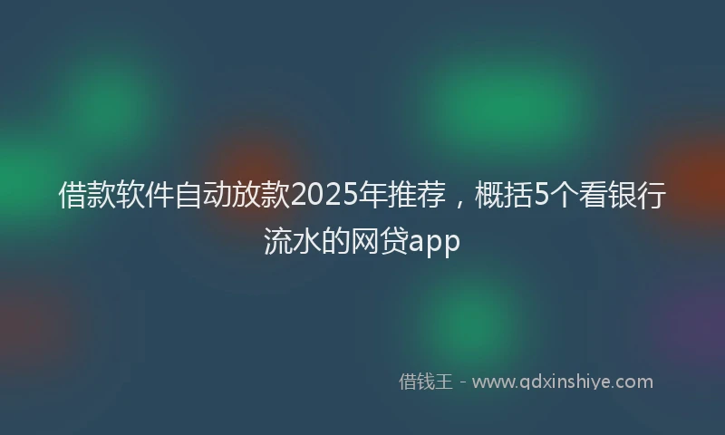 借款软件自动放款2025年推荐，概括5个看银行流水的网贷app