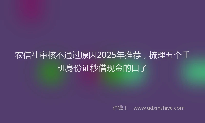 农信社审核不通过原因2025年推荐，梳理五个手机身份证秒借现金的口子