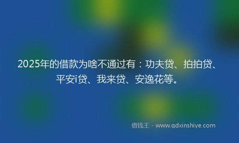 2025年的借款为啥不通过有：功夫贷、拍拍贷、平安i贷、我来贷、安逸花等。