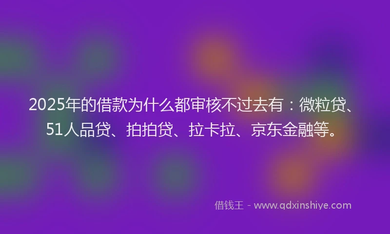 2025年的借款为什么都审核不过去有：微粒贷、51人品贷、拍拍贷、拉卡拉、京东金融等。