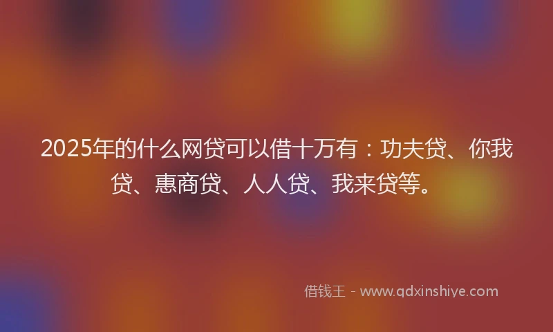 2025年的什么网贷可以借十万有：功夫贷、你我贷、惠商贷、人人贷、我来贷等。