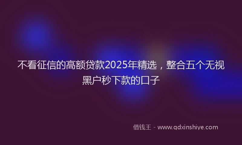 不看征信的高额贷款2025年精选，整合五个无视黑户秒下款的口子