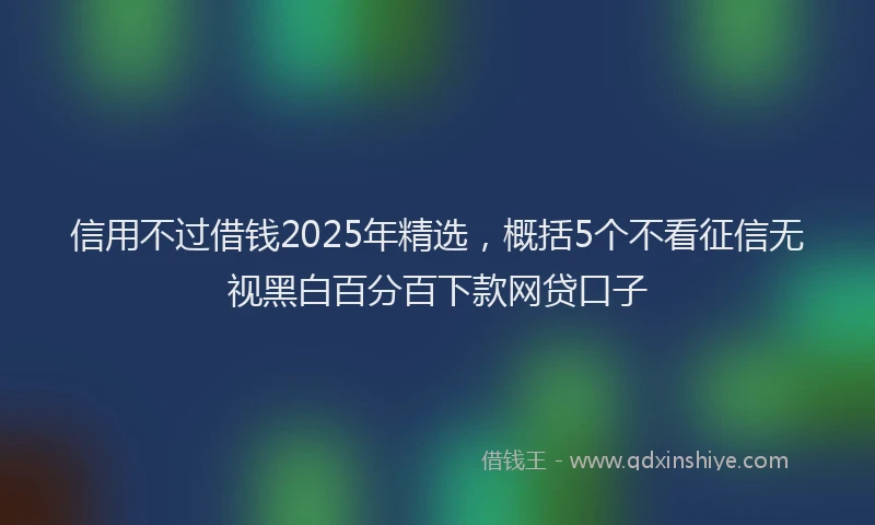 信用不过借钱2025年精选，概括5个不看征信无视黑白百分百下款网贷口子