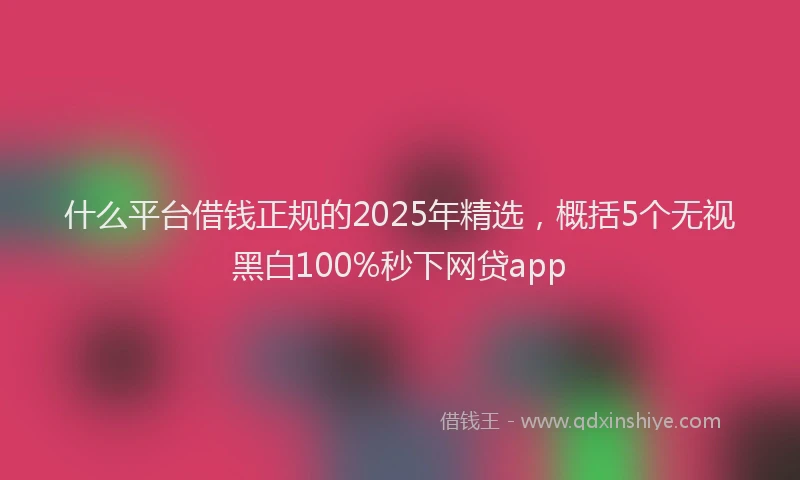 什么平台借钱正规的2025年精选，概括5个无视黑白100%秒下网贷app