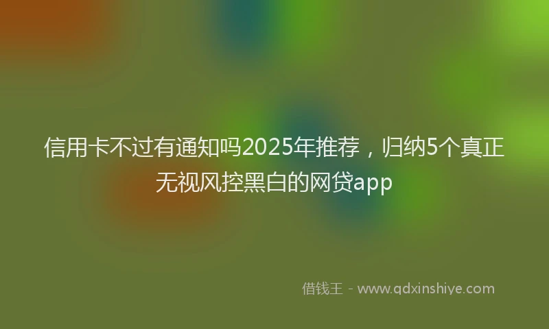 信用卡不过有通知吗2025年推荐，归纳5个真正无视风控黑白的网贷app
