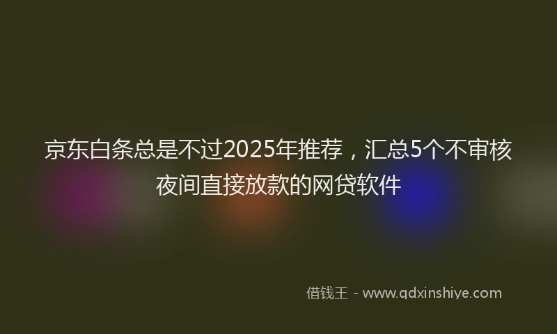 京东白条总是不过2025年推荐，汇总5个不审核夜间直接放款的网贷软件