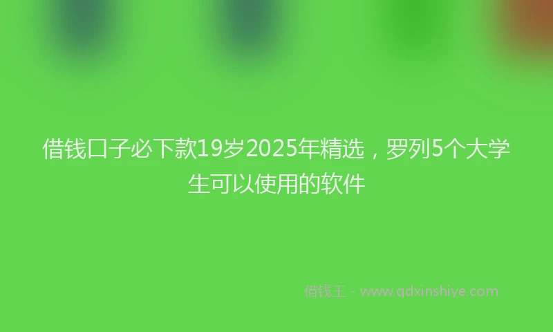 借钱口子必下款19岁2025年精选，罗列5个大学生可以使用的软件