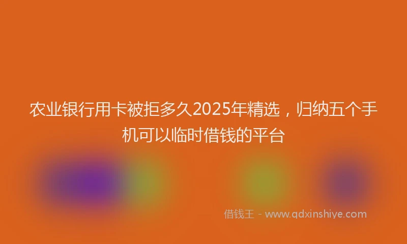 农业银行用卡被拒多久2025年精选，归纳五个手机可以临时借钱的平台