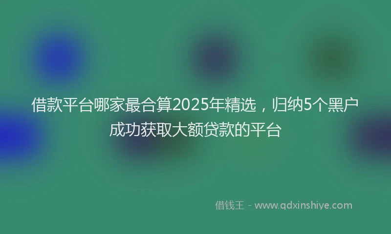 借款平台哪家最合算2025年精选，归纳5个黑户成功获取大额贷款的平台