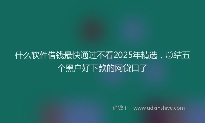 什么软件借钱最快通过不看2025年精选，总结五个黑户好下款的网贷口子