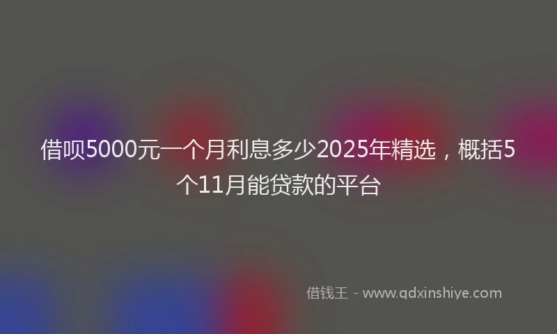 借呗5000元一个月利息多少2025年精选，概括5个11月能贷款的平台