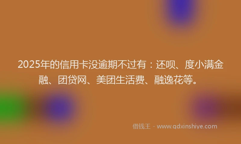 2025年的信用卡没逾期不过有：还呗、度小满金融、团贷网、美团生活费、融逸花等。