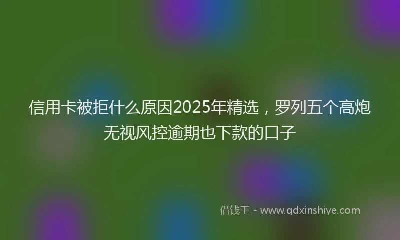信用卡被拒什么原因2025年精选，罗列五个高炮无视风控逾期也下款的口子