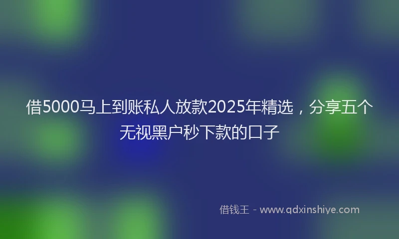 借5000马上到账私人放款2025年精选，分享五个无视黑户秒下款的口子